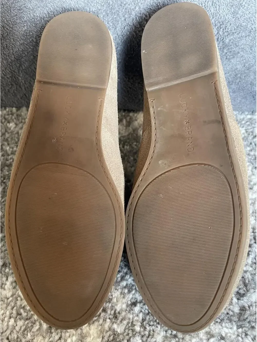 Lucky Brand Beige Suede Slip-On Loafers